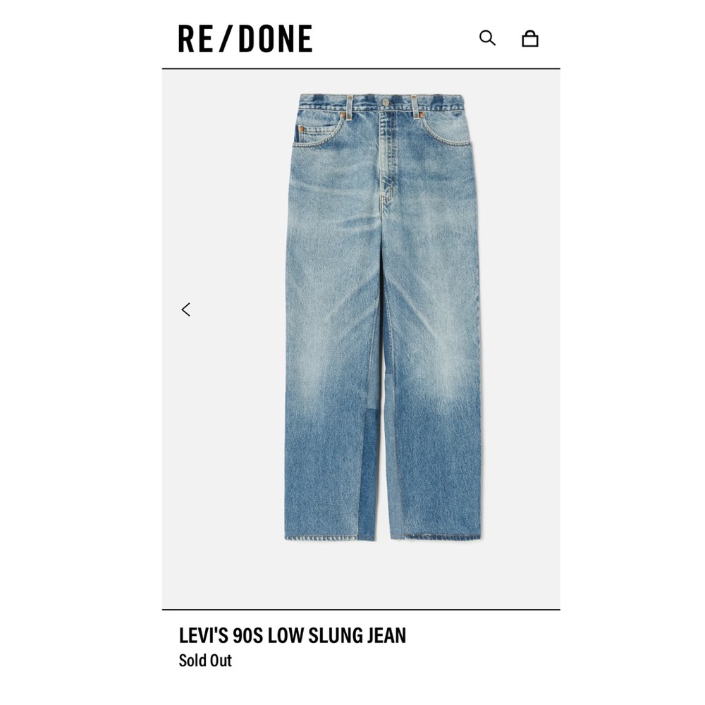 Re/Done Levi’s 90s Low Slung Crop Jeans, Size 26, NWT